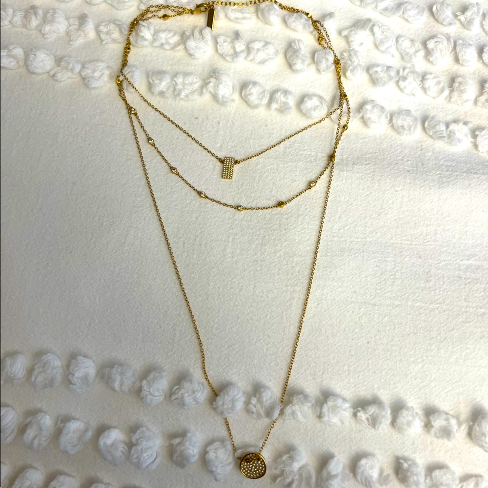 BaubleBar Gold 3-Layer Necklace